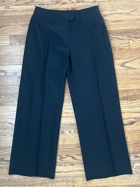 Burberry Black Pinstripe Wool Dress Pants Women Size 8 100% Wool Made In Italy